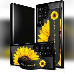 Samsung Galaxy S24 Ultra Case, Cute with Strap Stand, Yellow Sunflower.